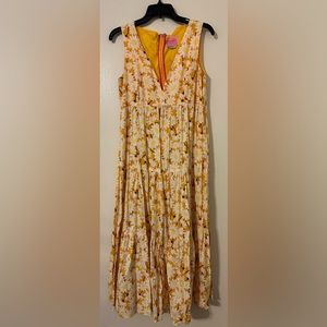USED Kate Daisy Poplin Vineyard Midi Dress with pockets size 12